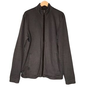 Hugo Boss Cannobio Cotton Full Zip Sweater Jacket Mock Neck Brown Herringbone XL